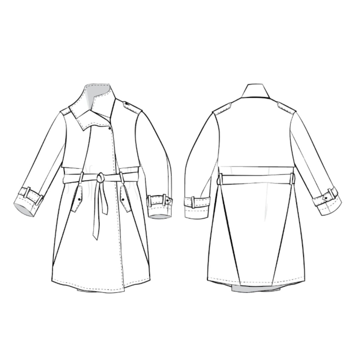 Modellskizze Mantel Coquille