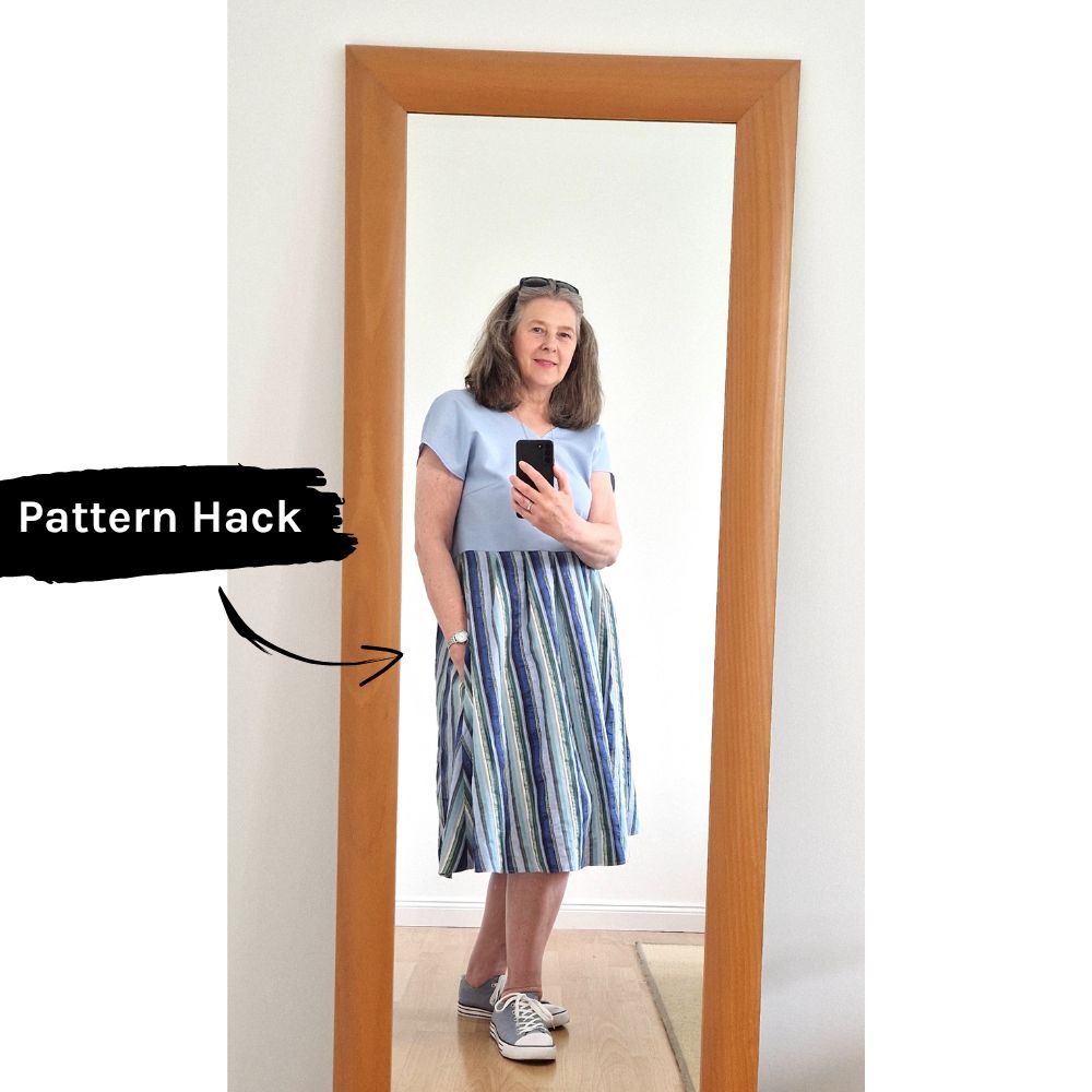 Nahttaschen hinzugefügt und Kleid verlängert