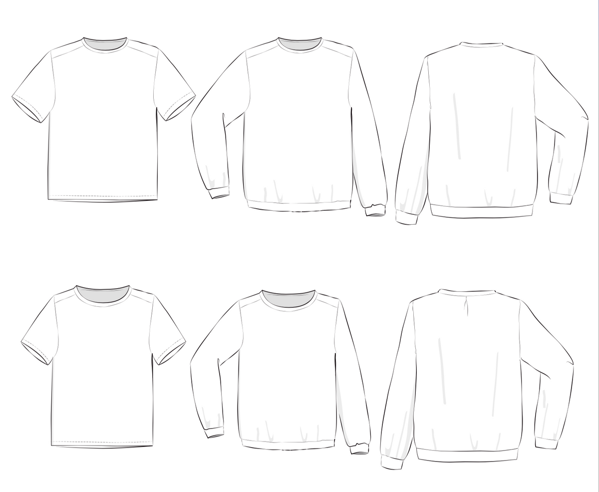 Basic-Shirt für Frauen und Männer: Skizzen