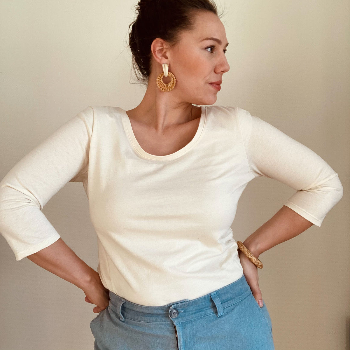 Schnittmuster Shirt/Schlauchkleid Amy: genäht von Anna @sew.lala mit 3/4 Ärmeln