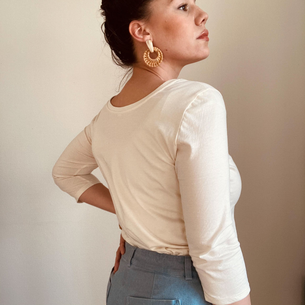 Schnittmuster Shirt/Schlauchkleid Amy: genäht von Anna @sew.lala mit 3/4 Ärmeln