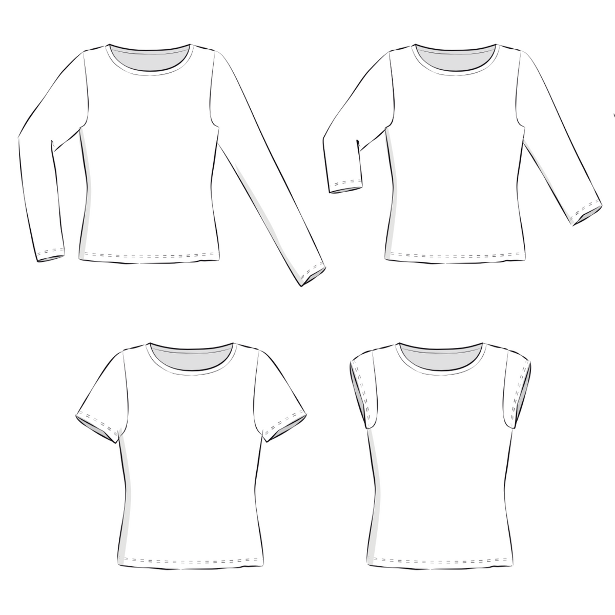 Schnittmuster Shirt/Schlauchkleid Amy: verschiedene Ärmellängen