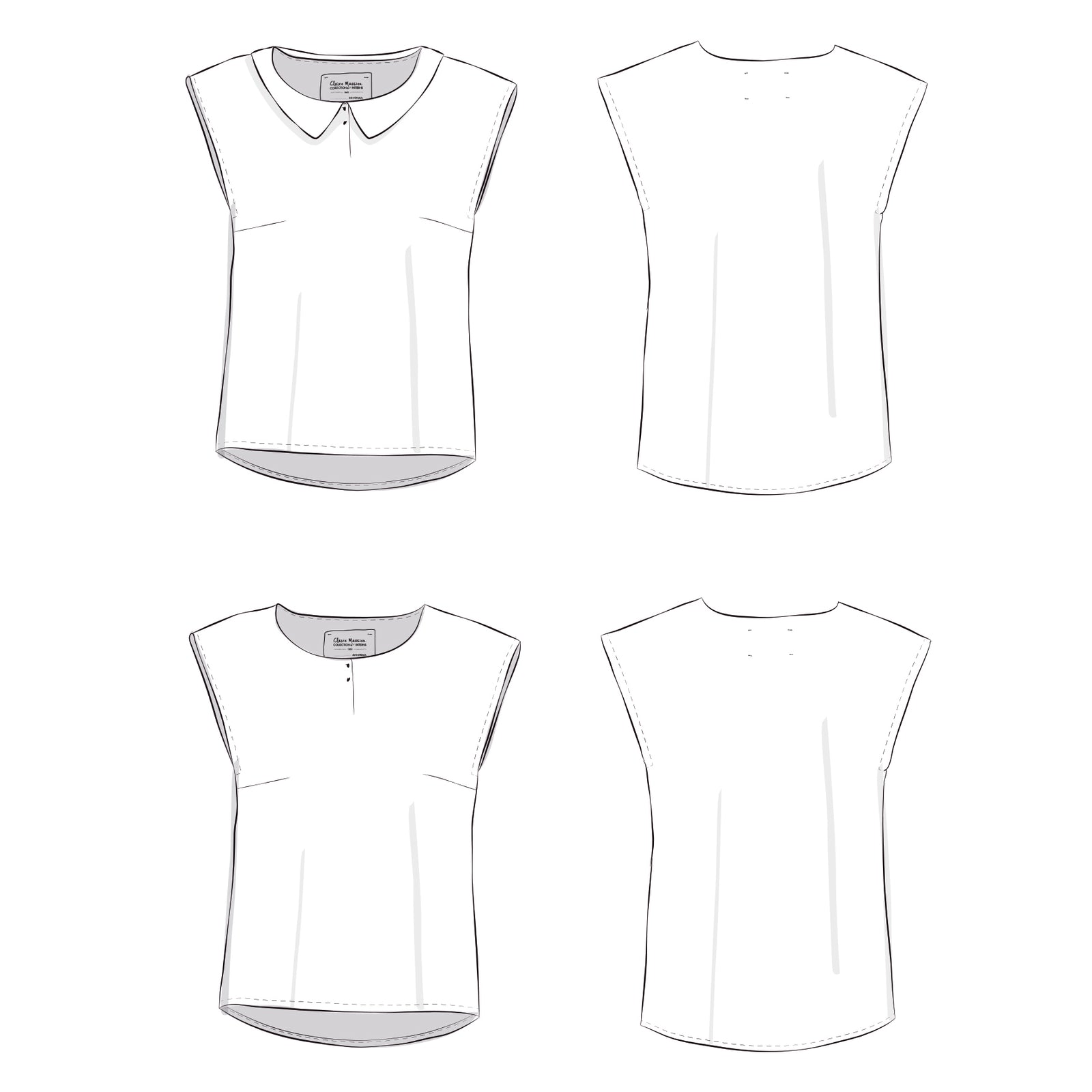 Schnittmuster Bluse Flotteur: gerade Kurzarmbluse nähen